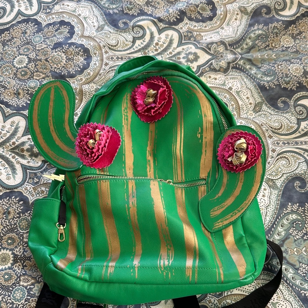 Betsey Johnson Green and Gold Cactus Backpack